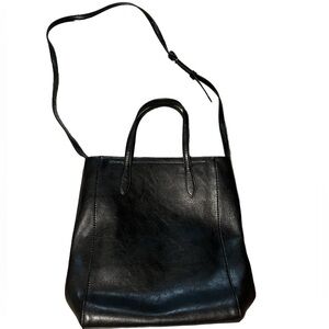 Black faux leather tote bag